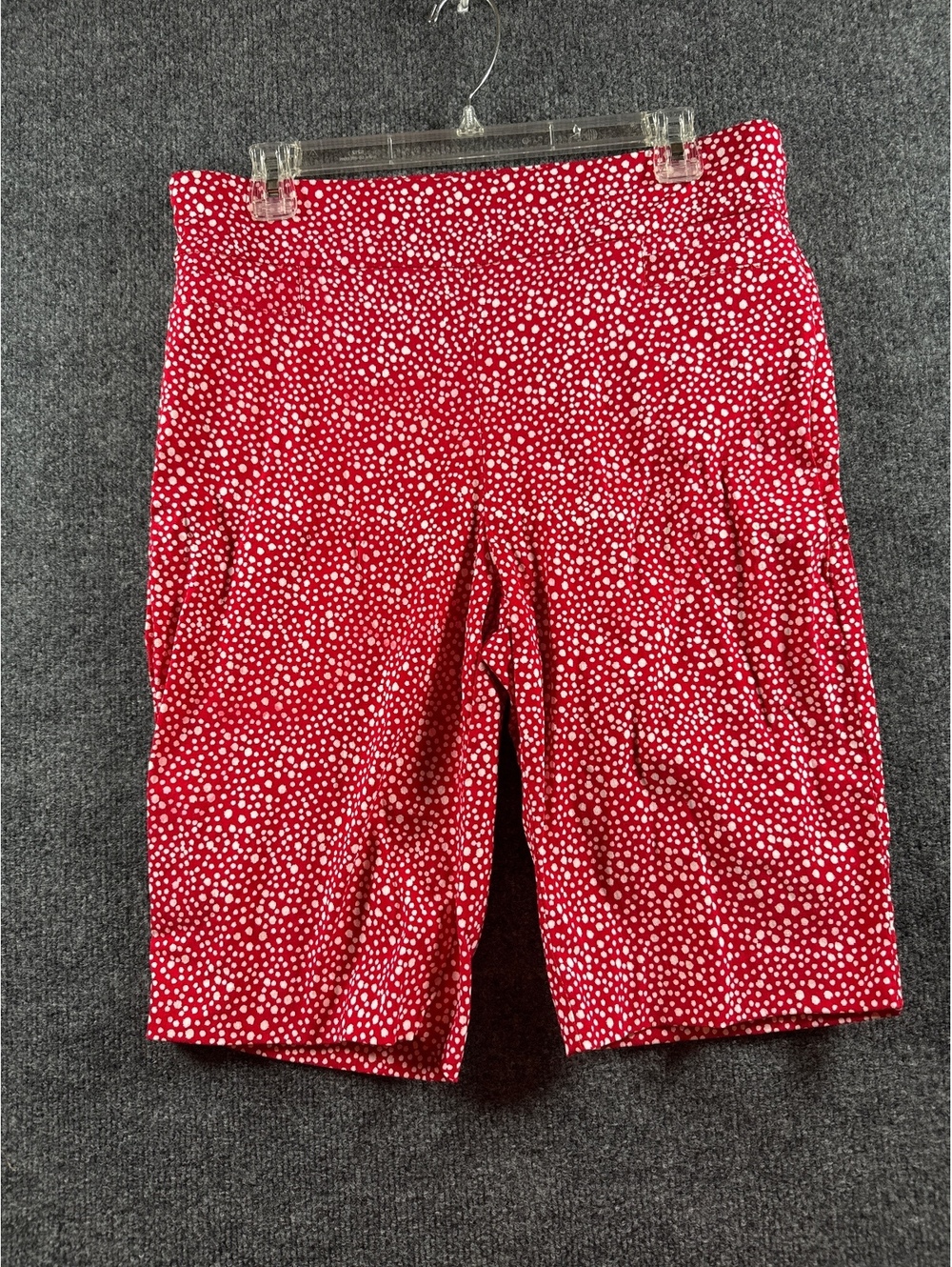 Kim Rogers Red White Polka Dot Pull On Bermuda Shorts Sz 12